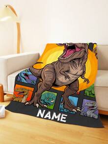 1pc Customized Name Blanket, Suitable For Bed, Living Room, Sofa, Outdoor, Beach, Camping, Pets And More, Personalized Family/Pet/Couple Text Printed Bedding Blanket, Personalized Christmas Gift, Family Gift, Birthday Gift, Gift For Friends, Gift For Her, Gift For Son/Daughter - Black - View 5