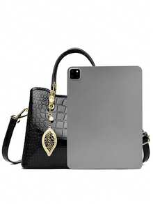 2026 High Quality 3 Layers Crocodile Handbag Patent Leather Crossbody Bags For Women Luxury Designer Shoulder Messenger Tote - Black - View 10