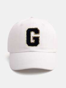 1PC Personalized Initial Letter Baby Baseball Cap (A-Z Options) - White Adjustable Daily Sun Hat For 3 Months To 2 Years, Toddler Cap With Brim - White - View 57