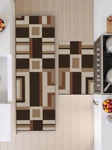 【热销！！！】1 件装软橡胶厨房垫，3.5 毫米厚厨房地毯，现代简约美式复古风格厨房吸水垫，大尺寸地毯，可自行裁剪以适应厨房尺寸，表面织物材质，中间海绵层，底部橡胶层，适用于厨房地毯、厨房装饰、婚礼装饰、家居装饰、浴室垫、门垫、洗衣房垫、走廊地毯、客厅垫等。 - 彩色 - 查看 3