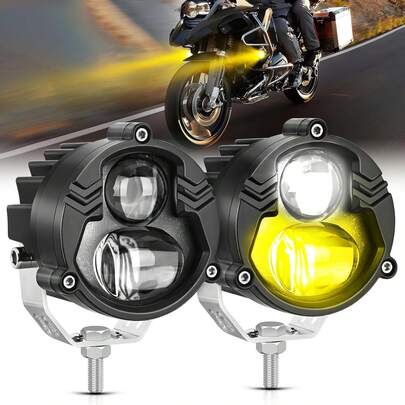 1pc 2.7 Inch White Amber LED Fog Light Assembly, IP67 Waterproof, Auxiliary Off-Road Lighting, Suitable For Motorcycle, Off-Road Vehicle, Electric Bicycle, Moped, Snowmobile, ATV, UTV, SUV, Truck