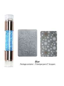 Beautizon Nailartlab 3pcs/Set Christmas Snowflake Pattern Template & Acrylic Double-Ended Silicone Transfer Tool Kit, DIY Art Design Y2K Style Nail Salon Tool Accessories - White - View 12