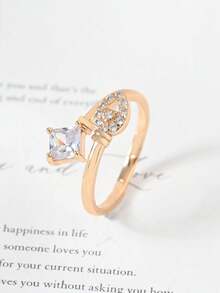 2 Pcs 18K Gold-Plated Elegant And Stylish Water Drop Heart Open Design Bracelet Ring Set With Shiny Cubic ,Simple And Versatile Women's Jewelry, Suitable For Daily Wear And Dates. An Ideal Gift For Valentine's Day Or New Year.