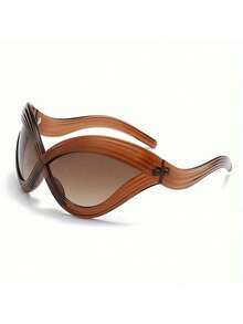 Y2K Fashion Show Style Women's Eye Frame - Bold Red Irregular Metal Hinge, Artistic Decorative Lenses, 6 Colors Available (Brown, Gold, Purple, Red, Black, Green) - Durable Fashion Accessories Women, Unique Piece, High-End Design Glasses, Elegant Glasses, Essential Fashionable Women VLZZ - Màu đỏ - Xem 7