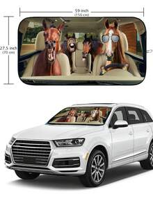 Parasol plegable y divertido para parabrisas de coche, protección solar para el interior del automóvil, bloquea los rayos UV, ajuste universal 59.06 X 27.5 pulgadas, mantiene tu vehículo fresco - Parasoles interesantes para el coche - Ver 2