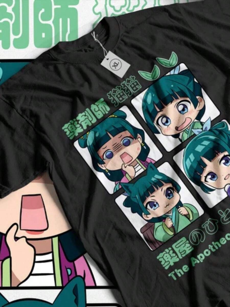 Maomao Apothecary Diaries Essential-Shirt BOTICARIA Girl Anime Shirt - 黑色 - 查看 1