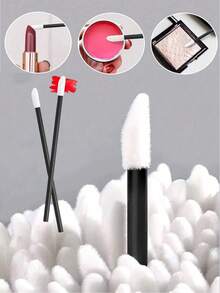 300/200/100pcs Disposable Lip Brushes, Lip Gloss Applicators, Mascara Wands, Makeup Tools - Black - View 3
