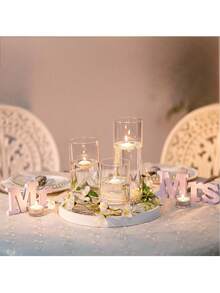 1 pieza Soporte de vela flotante de vidrio transparente, soporte de vela de vidrio borosilicato cilíndrico ultrafino, resistente al calor, vaso para cena romántica a la luz de las velas - Decoración para el Día de San Valentín, boda, fiesta festiva, centro de mesa (vela se vende por separado) - Multicolor - Ver 12