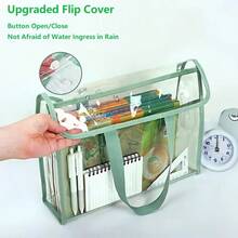 Thickened Transparent File Folder | Office & School Exam Organizer | Document Pouch | Student Backpack | Holiday Gift For Christmas/Thanksgiving/Back-To-School Season | Large Capacity Portable,Back To School Supplies,School Tops,Home And Living New In,Gifts,Household Items,Bathroom Accessories,School Supplies,Back To School,Office Supplies,Outdoor Supplies,Organization And Storage,Storage Supplies,Summer Outfits,Valentine'S Day,Valentines. - màu xanh lá - Xem 4