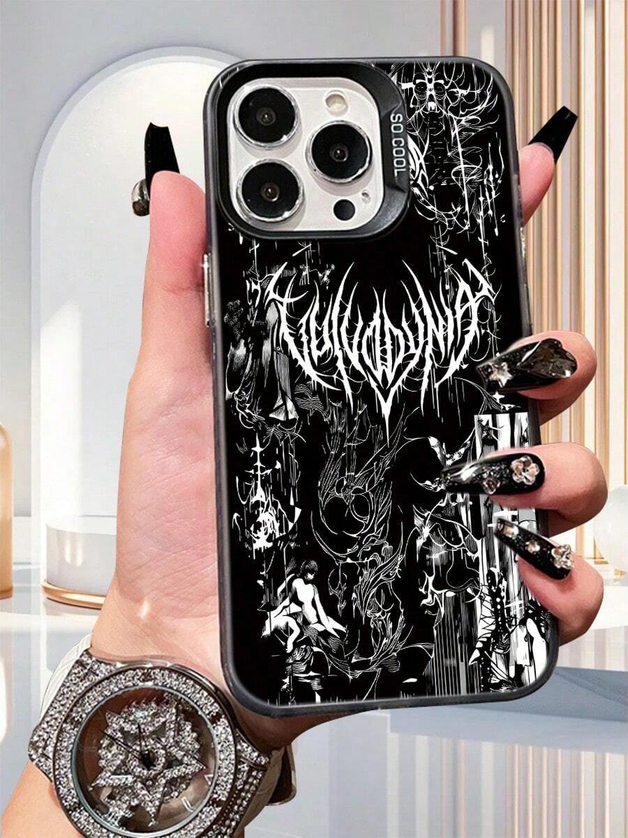 Gothic Punk Style Graphic Phone Case For IPhone & , Cool Art Print Protective Cover For Teens - màu đen - Xem 1