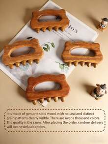 1pc Wooden Manual Massager With 5 Smooth Massage Beads, Muscle Relaxation, Meridian Massage Suitable For Chest, Back, Limbs, Head, Whole Body