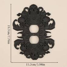 1 pieza Marco decorativo con diseño de calavera y murciélago estilo gótico, cubierta de placa de interruptor de pared 3D en relieve, fácil instalación, sin batería - Negro - Ver 10
