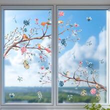 BRUP 1/3sheets/Set Colorful Floral Window Stickers, Static Cling Vinyl Decals, Suitable For Bedroom And Living Room Windows, Glass Decoration, Spring Floral Decorative Art