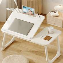 Adjustable Portable Laptop Desk, Foldable Laptop Table, With Cup Holder And Anti-Slip Strips, Suitable For Dining, Writing, Sofa, Bed, Outdoor Picnic, Space-Saving Tray Table For Home, Office, Travel, Outdoor, Bedside Work - Fits Laptops And Tablets - Multicolor - View 2