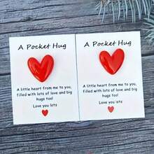 1pc Mini Pocket Hug Poetry Card, Isolation Gift, Hug Token, Missing Gift, Cute Resin Heart, Comes With Encouragement Card, Special Birthday, Wedding, Valentine's Day Gift, Home Decor, Room Decor, Quirky Trinket, Affordable Item - Red - View 8