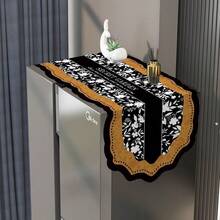 1pc Kitchen "Anti-Oil, Anti-Dust" Luxury Cover Cloth, 2025 New Fabric Material, Oil-Resistant And Easy To Wipe Clean, Can Block Kitchen Smoke And Dust On Refrigerator Top, Luxurious Black Floral White Pattern Appearance, Suitable For Single And Double Door Refrigerators, Practical And Stylish: Oil-Resistant, Easy Maintenance + Luxurious Aesthetics - Multicolor - View 5