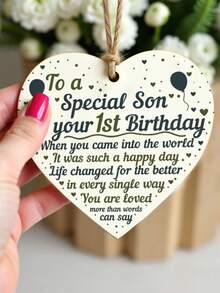 1 Peça Presente de Aniversário para Filhas/Filhos/Casais, Placa de Coração de Madeira, Decoração de Festa, Artesanato, Ornamentos, Decoração de Cena, Presente Ideal para Melhores Amigos, Decoração de Festa de Feriado (Com Corda) - Multicolorido - Visão 3