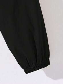 1pc Tween Girls Casual Street Style Striped Contrast Color Loose Straight Leg Pants, Spring/Summer/Autumn - Black - View 8