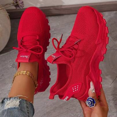2026 Spring/Summer New Knitted Mesh Chunky Sneakers For Women, Thick Sole Casual Sports Shoes, Versatile White Sneakers, Ins Style