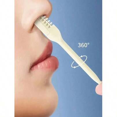 360° Rotary Nose Hair Trimmer Set, Gentle & Painless Nose Hair Removal Scissors, Portable Manual Grooming Tool For Men & Women, Travel Essential