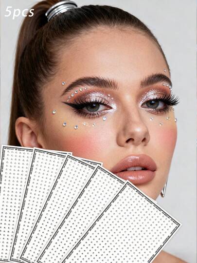 450颗银白色小水钻，2毫米，多包装（8颗/5颗/3颗/2颗/1颗），闪亮钻石，适用于眼角/指甲/面部装饰，适合狂欢节、情人节、Y2K派对、日常装饰、DIY面部装饰、音乐节、化妆派对、舞会等场合。