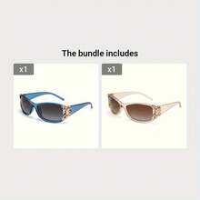 Butterfly Decor Fashion Glasses For Women Retro Wrap-Around Party Glasses Pink Elegant - 藍色 - 查看 8