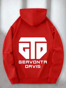 Men's Hoodie, Casual Pullover With White Letter Print |   Kangaroo Pocket - White - View 11