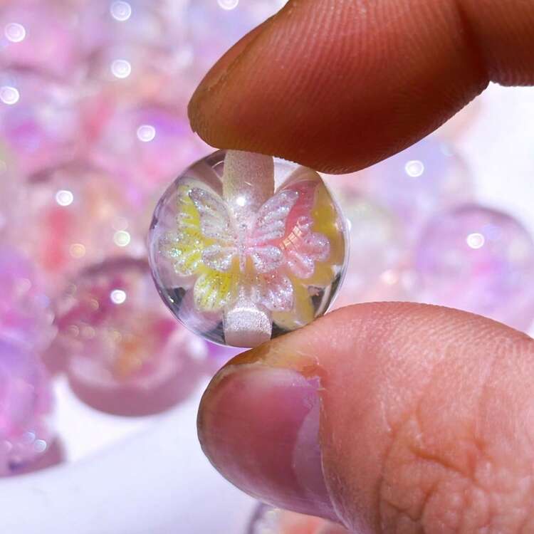 20pcs Bestselling 16mm Glow-In-The-Dark Bicolor Butterfly Decorative Beads, Bead Strands, Focal Beads, DIY Jewelry Accessories, Bracelet, Pen, Phone Chain - Multicolor - View 3