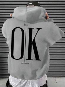 2025 Men's Sport Hooded Sweatshirt - All-Season Casual Streetwear With Geometric Print,  Machine Washable Winter Coat - Black - View 12