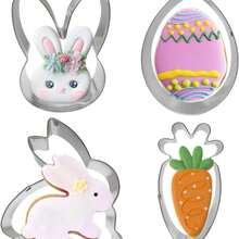 Stainless Steel Criss-Cross Frame Easter Cookie Cutter Mold, Cartoon Rabbit & Egg Shaped Baking Tool, Candy Embossing Dessert - Easter Series - View 8