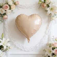 13个焦糖心形气球，18英寸铝箔气球，适用于情人节、婚礼装饰、生日和周年纪念派对用品，适合情人节、婚礼、派对背景装饰，裸色中性色 - 焦糖色 - 查看 4