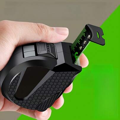 Black And Golden Carbon Steel Measuring Tape With Fluorescent Green Markings |   Durable, Anti-Fracture, Home And Industrial Use, Construction Measuring |   Modern Measuring Tape