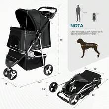 Carriola para Perro, Carriola para Mascotas con Cesta de Almacenamiento y Portavasos, Carriola para Gatos con Función de Freno, Carriola para Perritos, Gato y Conejo (Negro) & mascotas | perros | gatos. - por defecto - Ver 6