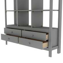 Pine Wood Loft Bed With Integrated Under-Bed Desk, Children's Bed With Bookshelf And 6 Large Drawers, Youth Bed For Teenagers' Rooms And Guest Rooms, Without Mattress - 灰色 - 查看 8