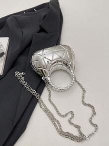 1个Y2K金属几何图案迷你手提包，亮面顶部提手包，链条斜挎包，口红包，钱包，宴会包，适合女性/学生/女孩，日常使用/送礼/度假/派对/节日/宴会 - 多色 - 查看 11