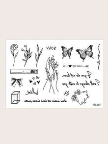 STARTTOOS Compact And Exquisite Multi Pattern Tattoo Stickers With Romantic Y2K Butterfly Flower Patterns, Temporary Fake Tattoo Stickers Suitable For Wrist, Ankle, Shoulder, Neck, Collarbone DIY Carnival, Valentine's Day, Party Holiday Gifts, Waterproof And Realistic Body Tattoo Stickers, 1 Pack