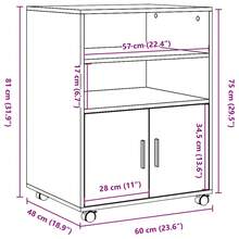 vidaXL Armoire à roulettes vieux bois 60x48x81 cm ingénierie du bois - Tabac - Voir 10