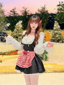 一套可爱女仆装，日式女仆裙+围裙套装，适合角色扮演、派对、表演、各种节日穿着。 - 彩色 - 查看 12