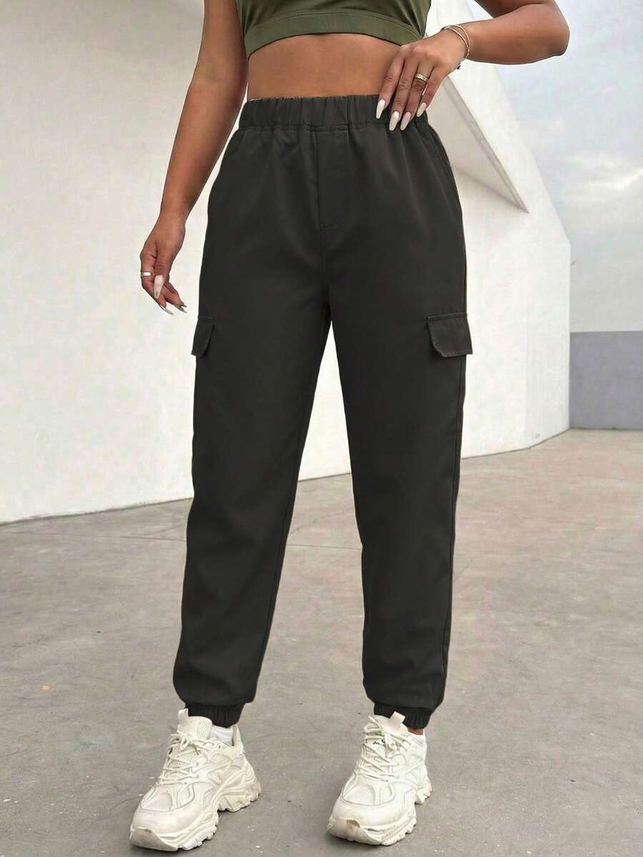 1pc Tween Girls Casual Street Style Striped Contrast Color Loose Straight Leg Pants, Spring/Summer/Autumn - Black - View 1