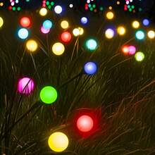 2个多色萤火虫花园插地灯 - LED发光球路径灯，适用于庭院、露台、花园装饰、派对、节日氛围、户外景观照明 - 太陽能螢火蟲地插 - 查看 6