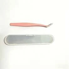 1 Pair Burgundy Tweezers | With Storage Box, Metal Precision Tool | Minimalist Style Angled Tip Tweezers, Suitable For Eyelash Extension, Nail Care And Daily Makeup (Suitable For Various Beauty Scenarios) - Multicolor - View 9