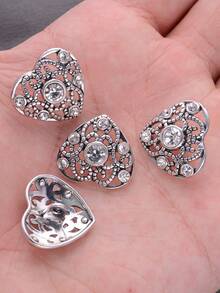 10颗/套 复古镂空心形水钻金属纽扣，优雅装饰外套、毛衣、皮草、西装、开衫、花束、手提包、DIY配饰 - 彩色 - 查看 5