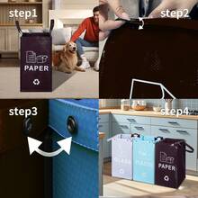 40L Triple-Fold Collapsible Trash Can - Polypropylene, Large Capacity, Portable Handle, Suitable For Home, Kitchen And Camping - Waste Sorting Container, Kitchen Garbage Bin, Multi-Purpose Trash Can, Easy To Clean Material - Multicolor - View 6