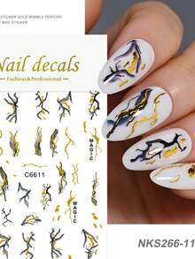 1Pc Nail Art Stickers Abstract Marble Pattern Lines 5D Adhesive Sliders DIY Nails Polish Manicure Sticker Decals - Multicolor - View 10