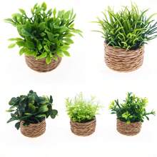 Artificial Mini Green Plant Decor, Mini Potted Plant, Mini Model, Dollhouse Accessories, Miniature Model, Decorative Dollhouse Arrangement, Miniature Scene, Essential For Handmade Enthusiasts And Model Players - Suitable For: Holiday Decoration - Christmas/Halloween/Easter - Applicable To: Office Desk, Home Living Room, Study Window Sill, Front Desk Display - Green - View 3