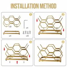 de vino para encimera, 5 botellas, de metal dorado, pequeo, soporte de mesa para gabinete, despensa, almacenamiento de botellas de vino, de - Bgold5btl - Ver 3