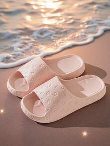 1 Pair Teens' EVA Solid Color Slip-On Anti-Slip Flat Fashionable House Slippers, Suitable For Spring/Summer - Pink - View 2