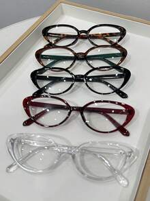 1pc Men's Casual Retro Cat Eye Black Small Frame Plain Glasses, Suitable For Daily Wear And Street Photography - Multicolor - View 8