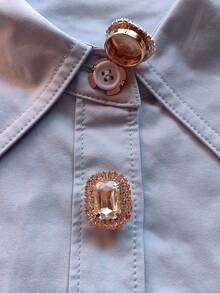 2pcs/Set Elegant Floral & Geometric Pattern Button Set, Shirt Buttons, Clip-On Buttons, Fashion Crystal Cufflink Set, Suitable For Tuxedo And Wedding Dress Decoration