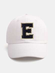 1PC Personalized Initial Letter Baby Baseball Cap (A-Z Options) - White Adjustable Daily Sun Hat For 3 Months To 2 Years, Toddler Cap With Brim - White - View 10